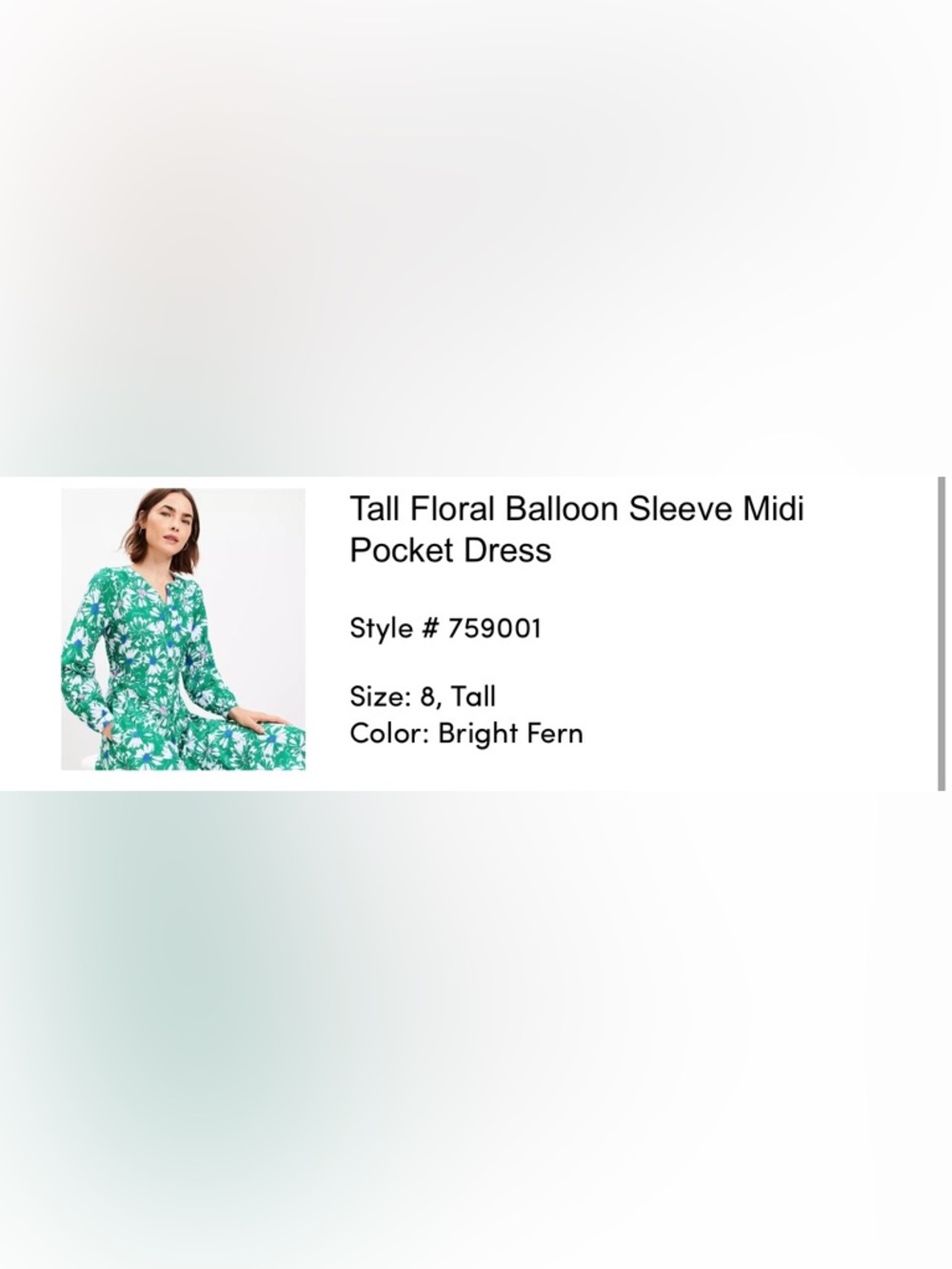 LOFT Floral Balloon Sleeve Button Down Midi Pocket Dress - Picture 2 of 7